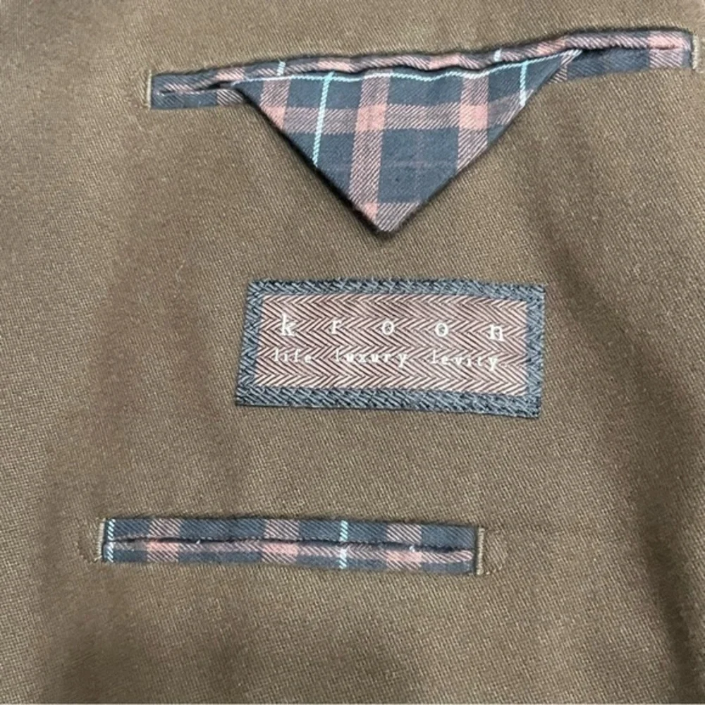 Kroon Luxury Men 46 Brown Cotton Jacket Double Vent‎ 2 Button Blazer